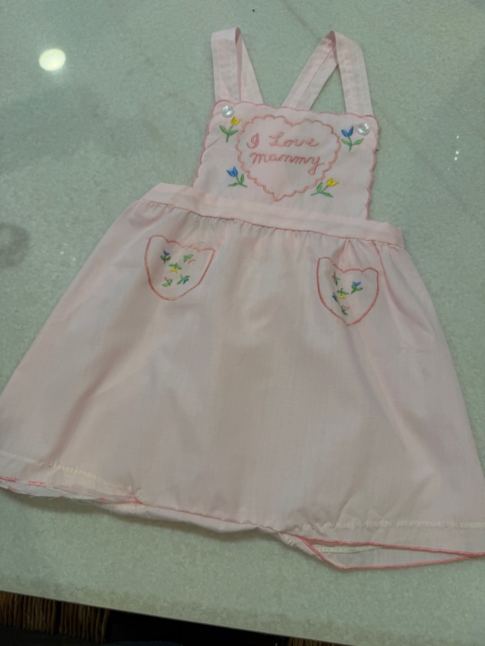 Pink Embroidered 'I Love Mommy' vintage romper
